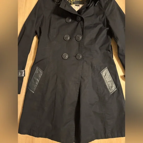 Mackage Trench Coat with Leather Trim Size Medium - Picture 5 of 11